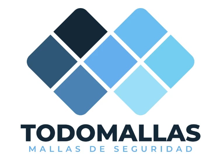 Todomallas logo featuring blue diamond pattern and text Mallas de Seguridad